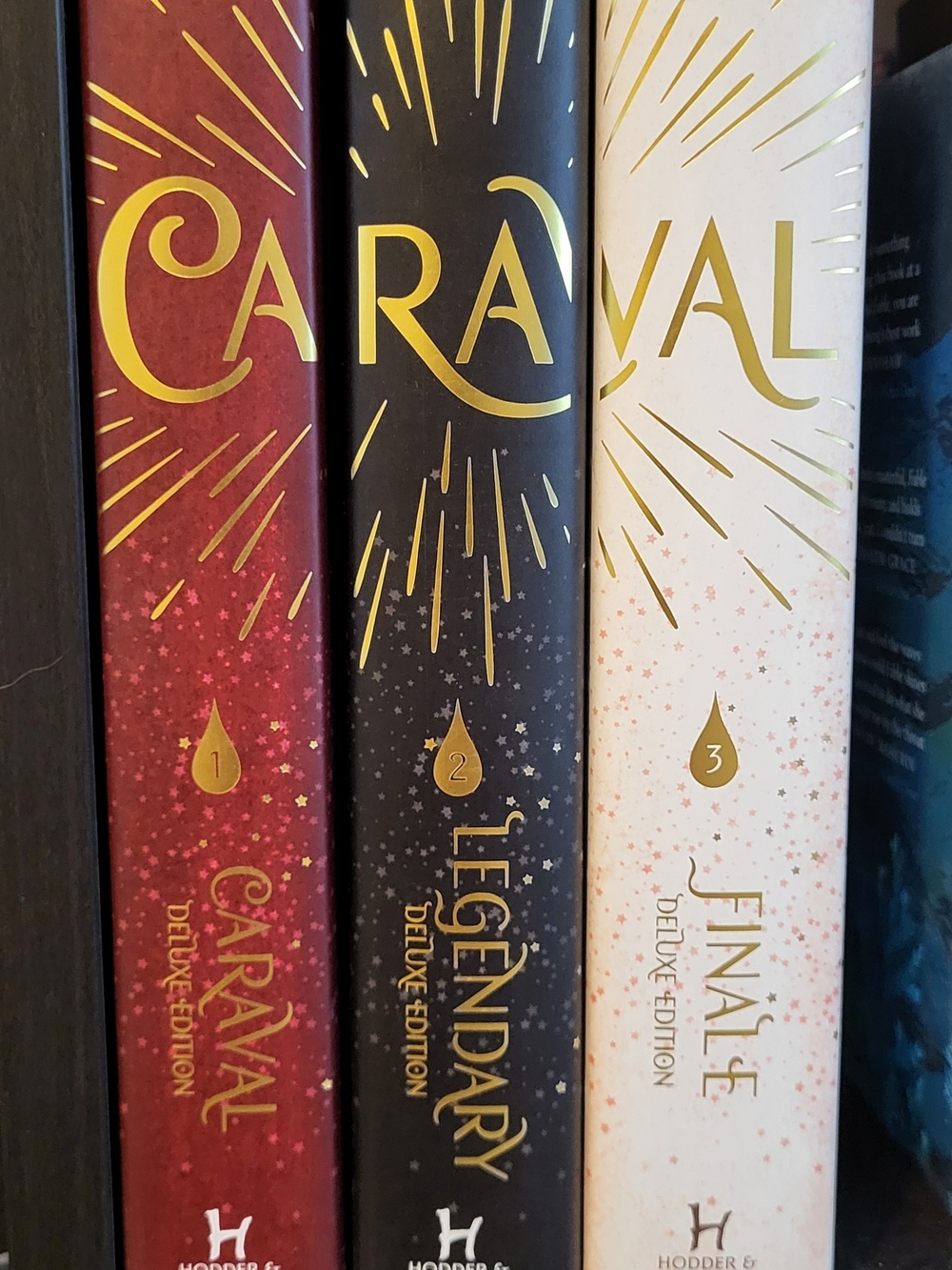 Caraval Deluxe Edition Trilogy - Red, Black, Cream Spines